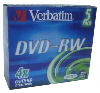 Verbatim DVD-RW 47GB 4x Pack 5 unidades  LPI